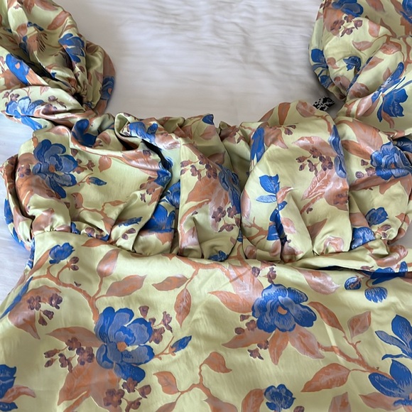 ASOS Floral Off-Shoulder Midi Dress in Yellow and Blue - Picture 11 of 12